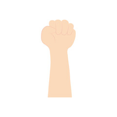 protesting concept, hand up with closed fist icon, flat style