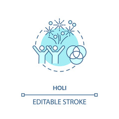 Holi concept icon. National indian holiday, traditional hindu festival idea thin line illustration. Happy people and colorful gulaal vector isolated outline RGB color drawing. Editable stroke