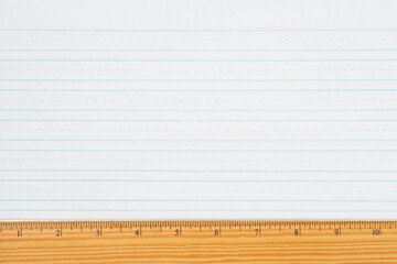 Retro lined school paper with a ruler background