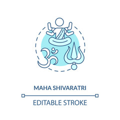 Maha shivaratri concept icon. Traditional hindu festival idea thin line illustration. Religious holiday of India. Shiva and hinduism sign vector isolated outline RGB color drawing. Editable stroke