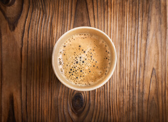 Hot black coffee in cup