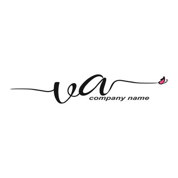 VA Initial Handwriting Logo Luxury Vector Beauty