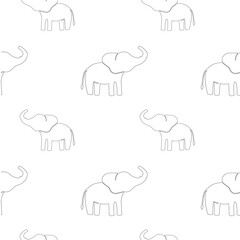 Seamless pattern with abstract outline African animals elephant.Trendy safari texture for fabric, wrapping, textile, wallpaper, apparel. Silhouette illustration isolated on white background