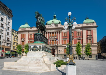 Belgrade, Republic Square, National Museum, the Statue of Prince Michael