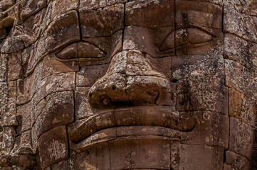 Stone face fresco , Siam Reap, Cambodia