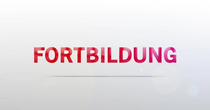 Fortbildung. Partikel Logo. Text Animation. Rotes Logo auf Hintergrund wei&szlig;/grau. Drehung. Hochwertiges 4k Video