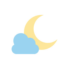weather concept, moon and cloud icon, flat style