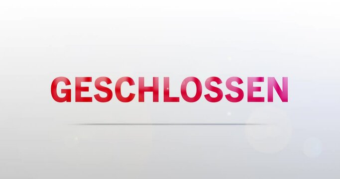 Geschlossen. Partikel Logo. Text Animation. Rotes Logo auf Hintergrund wei&szlig;/grau. Drehung. Hochwertiges 4k Video