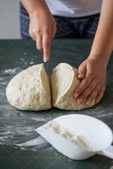 Making of fresh, homemade bread.