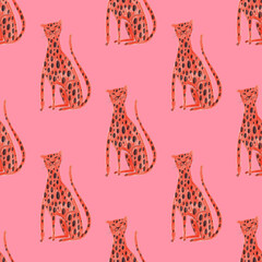 Seamless pattern with funny cheetah © Annykos