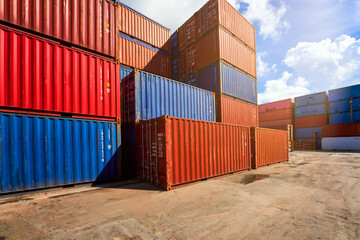 red and blue box container for shipping business and logistics transportation