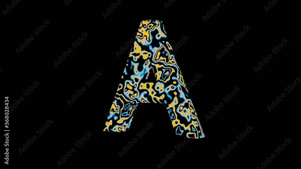 Aufkleber hd video animation of beautiful texture or pattern formation on the letter a, isolated on black back