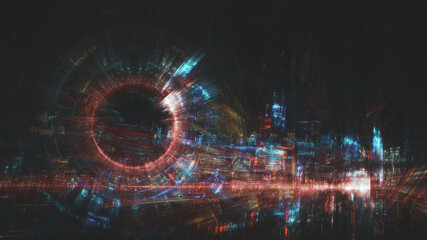 Cyber city abstract design, modern urban futuristic concept