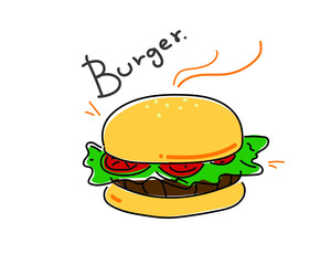 hamburger hand drawn vector illustration ,on white background.