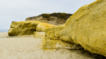 Rock Formation in Beautiful California Coast - Pomponio State Beach,San Mateo County, CA 