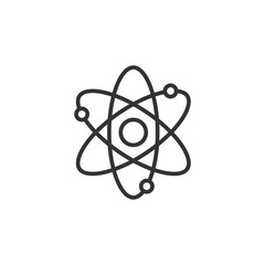 Atom icon. Atom symbol. Atom sign. Chemistry sign. Physics icon. Universe sign. Molecule icon. Logo template. 