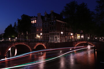 Canal Light Trails in Amsterdam