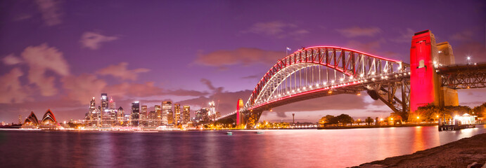 Sydney harbor bridge at night