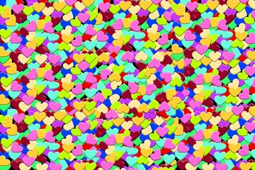 Beautiful illustration of colourful heart shapes