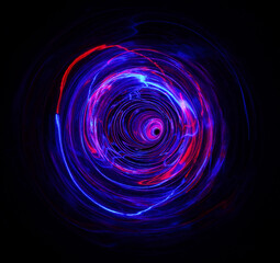 Abstract  Color Blue Red  Light cycle move round oin the dark.
