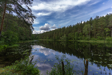 Stunning lakeside landscapes in the Aukstaitija National Park, Lithuania. Lithuania's first national park.