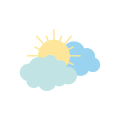 sun and clouds icon, flat style