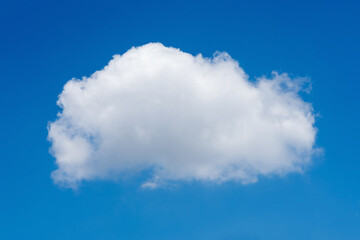 Obraz premium Single nature white cloud on blue sky background in daytime, photo of nature cloud for freedom and nature concept