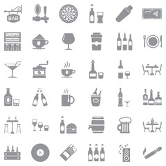 Bar Icons. Gray Flat Design. Vector Illustration.