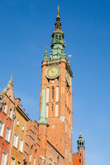 Clock tower of The Gdansk Main Town Hall, Poland