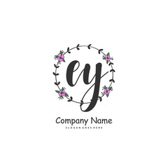 E Y EY Initial handwriting and signature logo design with circle. Beautiful design handwritten logo for fashion, team, wedding, luxury logo.