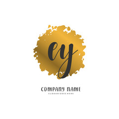 E Y EY Initial handwriting and signature logo design with circle. Beautiful design handwritten logo for fashion, team, wedding, luxury logo.