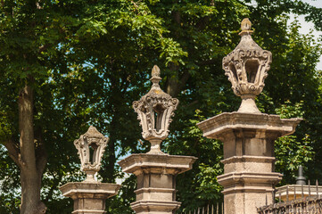 Fototapeta premium Architectural elements of the facade of old European temples