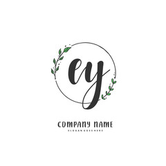 E Y EY Initial handwriting and signature logo design with circle. Beautiful design handwritten logo for fashion, team, wedding, luxury logo.