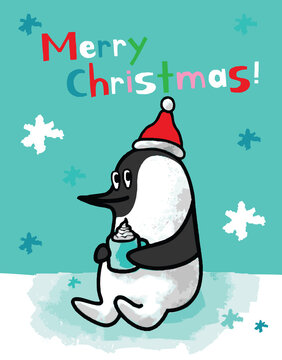 christmas penguin vector illustration