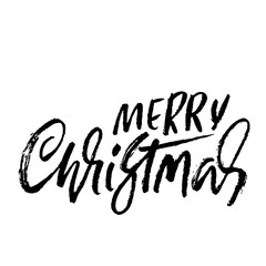 Hand drawn phrase Merry Christmas. Grunge lettering design. Vector typography vector illustration.