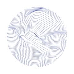 Blue Wave Lines Pattern Circle Frame Abstract Background. Isolated. Vector