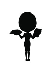 teacher with books. silhouette