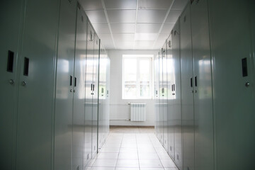 An empty locker room in the sports club, school, section