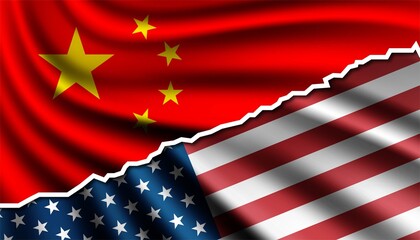 Flag of America and China background template.