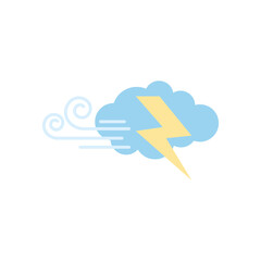 weather concept, wind cloud and thunder icon, flat style