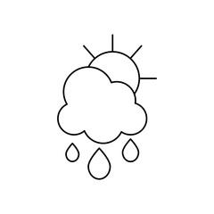 rainy cloud and sun icon, line style