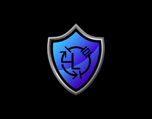 Electro Shield L Letter Logo With Electrical Code and Modern Shield Design. Security L Icon Protection Design Template.