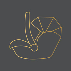 golden baby car seat icon- vector illustration