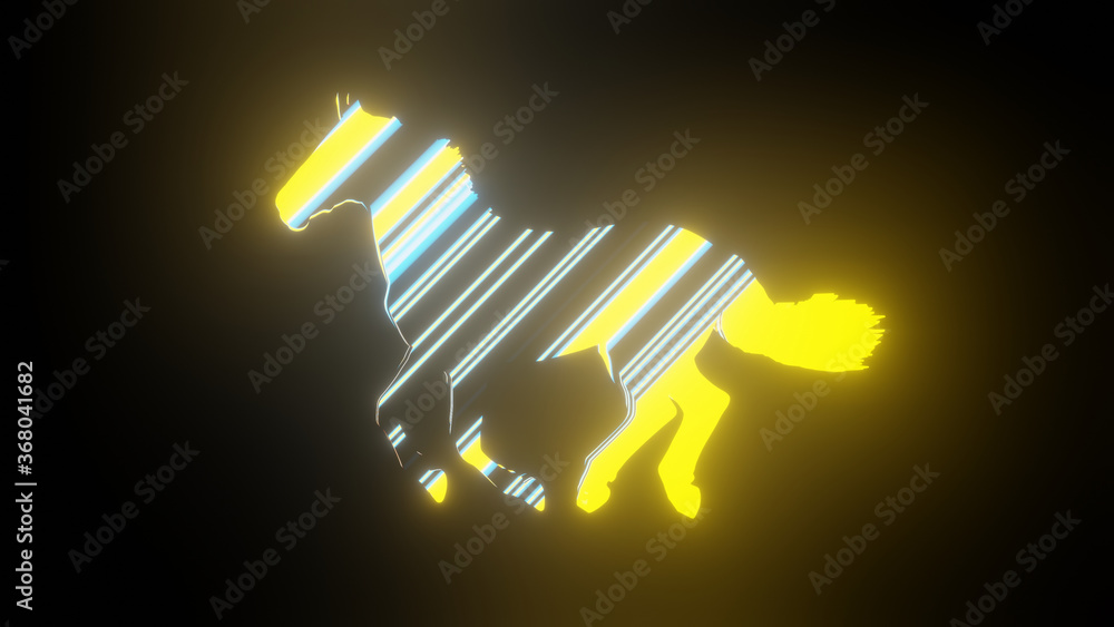 Aufkleber illustration graphic of colorful lining texture or pattern formation on the horse body shape, isolat