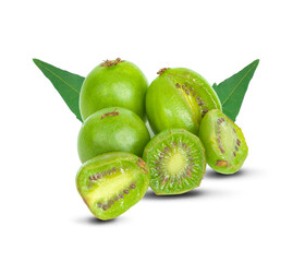 mini kiwis baby fruit an isolated on white background