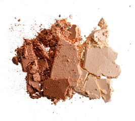 Scattered eye shadow sample swatch on white background