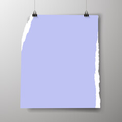 Empty poster template. A poster, a piece of paper hanging on the wall. Advertising banner layout of the exhibition stand, blank page of the Billboard images for printing