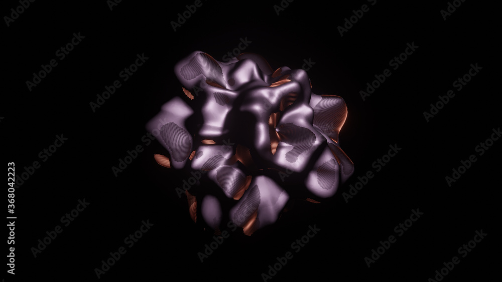 Poster illustration graphic of abstract seamless loop of 3d render metallic object. stylish 3d abstract shi