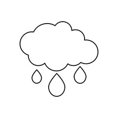 rainy cloud with water drops icon, line style