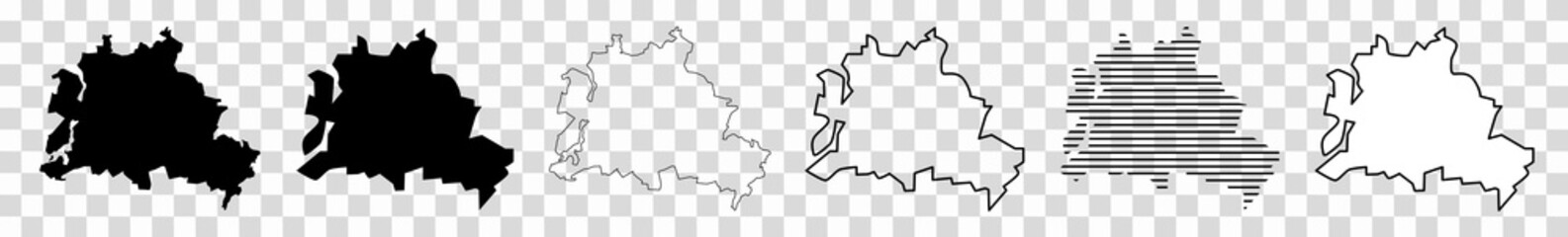 Berlin Map Black   German Town Border   City   Transparent Isolated   Variations © endstern